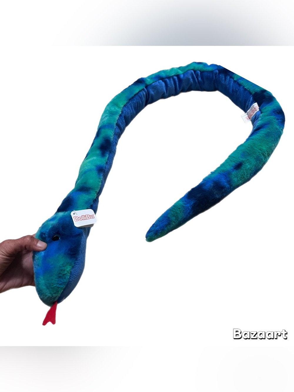 5 Ft Blue Green Plush Stuffed Snake Soft Bendable Jumbo Plush Toy DolliBu New